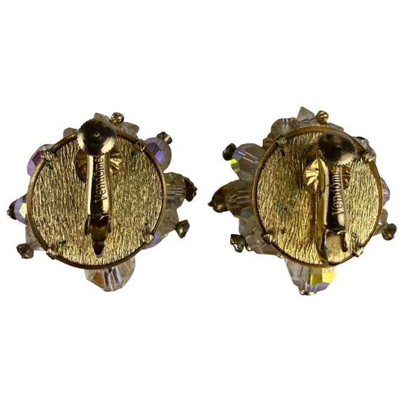 Vtg Vendome Gold Tone Aurora Borealis Crystal Brooch Matching Clip-On Earrings - Picture 5 of 8